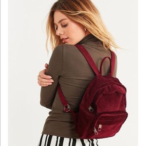 Red Corduroy Mini Backpack